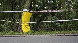 epa11628329 The suspected accident site on the descent down to Kuesnacht, where Swiss cyclist Muriel Furrer crashed on the previous day, in Kuesnacht, Switzerland, 27 September 2024. Swiss U19 rider Muriel Furrer crashed in the junior women's race for reasons that are still unclear. She is in a very critical condition.  EPA/TIL BUERGY
