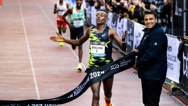 AMSTERDAM - Tsegaye Getachew wint de 48e editie van de marathon van Amsterdam. ANP RAMON VAN FLYMEN