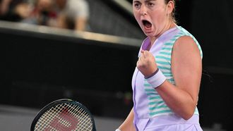 Latvia's Jelena Ostapenko reacts as she plays against Russia's Ekaterina
Alexandrova during the final match of the WTA Upper Austria Ladies Linz tennis tournament in Linz, Austria on February 4, 2024. 
BARBARA GINDL / APA / AFP