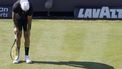 epa10688805 Nick Kyrgios of Australia reacts during his first round match against Yibing Wu of China at the ATP Boss Open tennis tournament in Stuttgart, Germany, 13 June 2023.  EPA/RONALD WITTEK