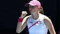 epa11081154 Iga Swiatek of Poland reacts after winning her first round match against Sofia Kenin of the USA on Day 3 of the 2024 Australian Open at Melbourne Park in Melbourne, Australia 16 January 2024.  EPA/LUKAS COCH AUSTRALIA AND NEW ZEALAND OUT