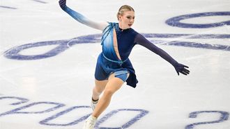 epa10431614 Lindsay Van Zundert of the Netherlands performs during the Women's Short Skating program of the ISU European Figure Skating Championships in Espoo, Finland, 26 January 2023.  EPA/KIMMO BRANDT