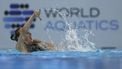 epa12252313 Marloes Steenbeek of the Netherlands competes in the Women's Solo Free finals of artistic swimming during the World Aquatics Championships Singapore 2025 in Singapore, 22 July 2025.  EPA/FAZRY ISMAIL