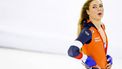 HEERENVEEN - Jutta Leerdam (Nederland) na afloop van de tweede 500 meter sprint voor vrouwen tijdens de tweede dag van de ISU EK Allround & Sprint in Thialf. ANP KOEN VAN WEEL