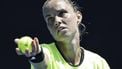 epa11821063 Arantxa Rus of Netherlands serves during the Women's Singles first round match against Olga Danilovic of Serbia at the Australian Open tennis tournament in Melbourne, Australia, 13 January 2025.  EPA/ROLEX DELA PENA