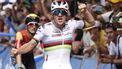 2023-07-29 16:55:16 epa10775675 Belgian rider Remco Evenepoel of Soudal Remco celebrates winning the Clasica de San Sebastian cycling race in San Sebastian, Basque Country, northern Spain, 29 July 2023.  EPA/Juan Herrero