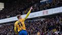 Mansfield Town's Welsh striker #11 Will Evans celebrates after scoring their first goal during the English FA Cup fifth round football match between Mansfield Town and Arsenal at the One Call Stadium, Field Mill in Mansfield, central England on March 7, 2026. 
Jon Super / AFP