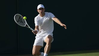epa13075980 Tallon Griekspoor of the Netherlands reacts during his Men's Singles first round match against James Duckworth of Australia at the Wimbledon Championships in London, Britain, 30 June 2026.  EPA/ADAM VAUGHAN