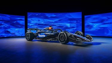 A handout picture taken on January 29, 2024 in Grove, central England, and released by Williams Racing on February 5, 2024 shows the new livery for the Williams Racing FW46 Formula One racing car, as the team launch their 2024 season. 
WILLIAMS RACING / AFP