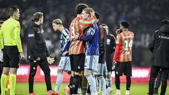 NIJMEGEN - (l-r) Philippe Sandler of NEC Nijmegen en Kenneth Taylor of Ajax na de Nederlandse Eredivisie wedstrijd tussen N.E.C Nijmegen en AFC Ajax in De Goffert op 20 december 2025 in Nijmegen, Nederland. ANP OLAF KRAAK