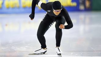 HEERENVEEN - Jutta Leerdam in actie op de 500 meter tijdens de eerste dag van het Nederlandse kampioenschap sprint schaatsen in Thialf. ANP VINCENT JANNINK