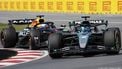 Mercedes' British driver George Russell (R) and Red Bull Racing's Dutch driver Max Verstappen (L) race during the 2025 Formula 1 Grand Prix du Canada at Circuit Gilles-Villeneuve in Montreal, Canada, on June 15, 2025.  
TIMOTHY A. CLARY / AFP