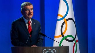 German International Olympic Committee (IOC) President Thomas Bach opens in Lausanne on June 22, 2023, an extraordinary hybrid IOC Session to vote to withdraw its recognition of the International Boxing Association (IBA) over its failure to address governance, finance and corruption concerns. 
Fabrice COFFRINI / AFP