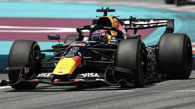 Red Bull Racing's Dutch driver Max Verstappen races during the 2026 Miami Formula One Sprint at Miami International Autodrome in Miami Gardens, Florida, on May 2, 2026.  
CHARLY TRIBALLEAU / AFP