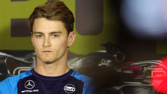 Williams' US driver Logan Sargeant attends a press conference ahead of the Abu Dhabi Formula One Grand Prix at the Yas Marina Circuit in the Emirati city of Abu Dhabi on November 23, 2023. 
Giuseppe CACACE / AFP