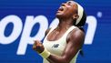 USA's Coco Gauff reacts when playing against Russia's Mirra Andreeva during their women's singles quarter-final tennis match on day eleven of the US Open tennis tournament at the USTA Billie Jean King National Tennis Center in New York on September 9, 2026. 
TIMOTHY A. CLARY / AFP