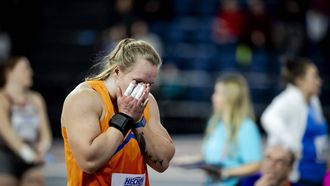 GLASGOW - Jessica Schilder, in actie tijdens de finale van het kogelstoten op de eerste dag van wereldkampioenschappen indooratletiek in Schotland. ANP ROBIN VAN LONKHUIJSEN
