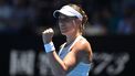 epa11840880 Paula Badosa of Spain reacts against Coco Gauff of the US during their quarter final match  during the Australian Open tennis tournament at Melbourne Park in Melbourne, Australia, 21 January 2025.  EPA/LUKAS COCH  AUSTRALIA AND NEW ZEALAND OUT