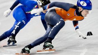 MILAAN - Xandra Velzeboer tijdens de kwartfinales voor de 500 meter bij het shorttrack schaatsen in de Milano Ice Skating Area op de Olympische Winterspelen van Milaan. ROBIN VAN LONKHUIJSEN / ANP
