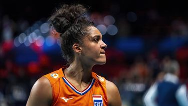 BRUSSEL - Celeste Plak in actie tijdens de finale 3-4 op het EK volleybal tegen Italië. ANP RONALD HOOGENDOORN