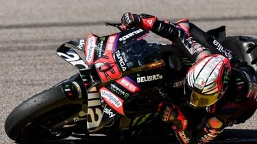 epa13104601 Italian MotoGP rider Marco Bezzecchi of Aprilia Racing during the free practice of the motorcycling Grand Prix of Germany at the Sachsenring racing circuit in Hohenstein-Ernstthal, Germany, 11 July 2026. The Motorcycling Grand Prix of Germany takes place on 12 July.  EPA/FILIP SINGER