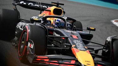 Red Bull Racing's Dutch driver Max Verstappen races during the qualifying session for the 2025 Miami Formula One Grand Prix at Miami International Autodrome in Miami Gardens, Florida, on May 3, 2025.  
Chandan Khanna / AFP