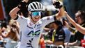 AG Insurance-Soudal Team rider Ally Wollaston of New Zealand reacts as she crosses the finish line to win the first stage of the Tour Down cycling race in Adelaide on January 12, 2024. 
Brenton EDWARDS / AFP