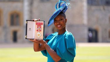 President of Commonwealth Games England, Denise Lewis poses with their medal and insignia after being appointed a Dame Commander of the Order of the British Empire (DBE) during an investiture ceremony at Windsor Castle, on June 14, 2023. 
Andrew Matthews / POOL / AFP
