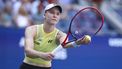 epa13225803 Elena Rybakina of Kazakhstan in action against Qinwen Zheng of China during the Women's Singles Quarterfinals match of the US Open Tennis Championships in Flushing Meadows, New York, USA, 09 September 2026.  EPA/SARAH YENESEL