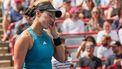 2023-08-12 13:05:58 epa10797435 Jessica Pegula of the US reacts after she lost a point against Ida Swiatek of Poland during the women's singles semi-finals of the WTP Canadian Open tennis tournament, in Montreal, Canada, 12 August 2023.  EPA/ANDRE PICHETTE