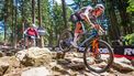 epa12133798 Mathieu van der Poel from Belgium competes in the Cross Country Short Track Elite Men UCI XCC Mountain Bike World Series race in Nove Mesto na Morave, Czech Republic, 25 May 2025.  EPA/MAXIME SCHMID