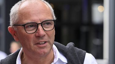 Italian motorsport executive President and CEO of Formula 1 Stefano Domenicali speaks ahead of the Formula One Dutch Grand Prix at The Circuit Zandvoort, western Netherlands, on August 23, 2026. 
JOHN THYS / AFP