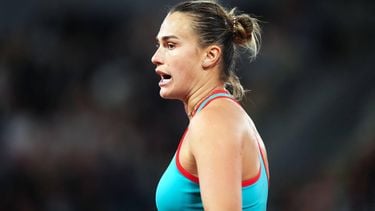 Belarus' Aryna Sabalenka reacts during her women's singles semi-final match against Poland's Iga Swiatek on day 12 of the French Open tennis tournament on Court Philippe-Chatrier at the Roland-Garros Complex in Paris on June 5, 2025. 
Dimitar DILKOFF / AFP