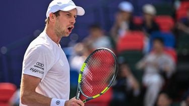 Netherlands's Botic van de Zandschulp reacts after a point against Spain's Rafael Jodar during their men's singles match at the Shanghai Masters tennis tournament in Shanghai on October 14, 2026. 
Hector RETAMAL / AFP
