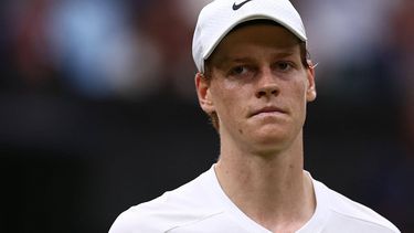 Italy's Jannik Sinner reacts after losing against Russia's Daniil Medvedev during their men's singles quarter-final tennis match on the ninth day of the 2024 Wimbledon Championships at The All England Lawn Tennis and Croquet Club in Wimbledon, southwest London, on July 9, 2024. Medvedev won the match 6-7, 6-4, 7-6, 2-6 6-3.
HENRY NICHOLLS / AFP