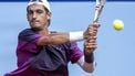 epa12237170 Terence Atmane of France in action during his 1st round match against Kamil Majchrzak of Poland at the Swiss Open tennis tournament in Gstaad, Switzerland, 14 July 2025.  EPA/PETER SCHNEIDER