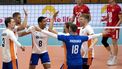 2023-09-04 17:30:16 epa10840114 Players of Netherlands react during the EuroVolley Men 2023 pool C match between Denmark and Netherlands in Skopje, North Macedonia, 04 September 2023.  EPA/GEORGI LICOVSKI