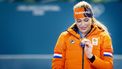 MILAAN - Jutta Leerdam tijdens de medaille ceremonie na afloop van de 1.000 meter bij het langebaanschaatsen in het Milano Speed Skating Stadium op de Olympische Winterspelen van Milaan. SEM VAN DER WAL / ANP
