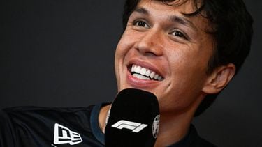 Williams' Thai driver Alexander Albon reacts as he attends the drivers' press conference at the Circuit de Monaco ahead of the Formula One Monaco Grand Prix in Monaco on June 4, 2026. 
Gabriel BOUYS / AFP