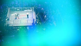 Wales' Lauren Price and England's Natasha Jonas (L) trade blows during the WBC, IBF, WBA world welterweight unification fight at the Royal Albert Hall in London on March 7, 2025. 
Ben STANSALL / AFP