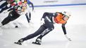 Netherlands’s Selma Poutsma (R) leads during the women's 500m heats event at the ISU World Cup Short Track Speed Skating in Seoul on December 15, 2023. 
Jung Yeon-je / AFP