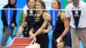 2023-07-30 11:29:49 epa10776532 Members of Team Netherlands react after competing in the Women's 4 x 100m Medley Relay heats of the Swimming events during the World Aquatics Championships 2023 in Fukuoka, Japan, 30 July 2023.  EPA/KIYOSHI OTA