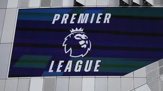 epa11264076 The Tottenham Stadium shows the Premier League logo ahead of the English Premier League soccer match between Tottenham Hotspur and Nottingham Forest in London, Britain, 07 April 2024.  EPA/ANDY RAIN EDITORIAL USE ONLY. No use with unauthorized audio, video, data, fixture lists, club/league logos, 'live' services or NFTs. Online in-match use limited to 120 images, no video emulation. No use in betting, games or single club/league/player publications.