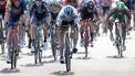 2023-08-15 17:55:52 epa10801731 Dutch rider Fabio Jakobsen (C) of Soudal - Quick Step team sprints to claim second place in the first stage of the Tour of Denmark cycling race, over 170km around Aalborg, Denmark, 15 August 2023.  EPA/Bo Amstrup  DENMARK OUT