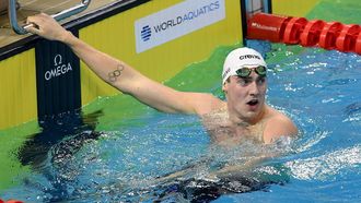 Netherlands' Caspar Corbeau competes in the men's 200m breaststroke final event during the World Aquatics Swimming World Cup 2024 - Stop 3 in Singapore on November 2, 2024. 
Roslan RAHMAN / AFP