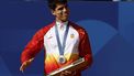 epa11525543 Carlos Alcaraz of Spain poses with silver medal on the podium during the medal ceremony for the Men's Singles of the Tennis competitions in the Paris 2024 Olympic Games, at the Roland Garros in Paris, France, 04 August 2024.  EPA/JUANJO MARTIN