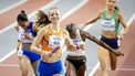 GLASGOW -  Femke Bol in actie op de 4x400 meter estafette, tijdens de laatste dag van de wereldkampioenschappen indooratletiek in Schotland. ANP ROBIN VAN LONKHUIJSEN