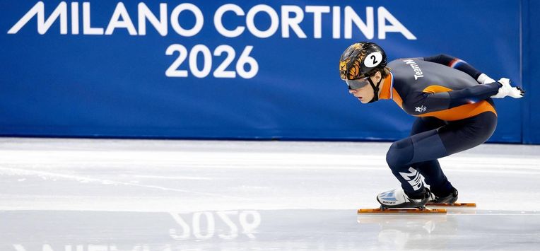 MILAAN - Jens van ’t Wout tijdens de kwartfinales 1.500 meter bij het shorttrack schaatsen in de Milano Ice Skating Area op de Olympische Winterspelen van Milaan. SEM VAN DER WAL / ANP