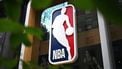 The NBA logo is seen outside an NBA fan store in New York on July 8, 2024. 
ANGELA WEISS / AFP
