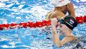 DOHA - Marrit Steenbergen na afloop van halve finale 100 vrij vrouwen op de vijfde dag van de wereldkampioenschappen langebaan zwemmen. De WK was een van de mogelijkheden voor de Nederlandse zwemmers om limieten te zwemmen voor de Spelen van Parijs in 2024. ANP KOEN VAN WEEL